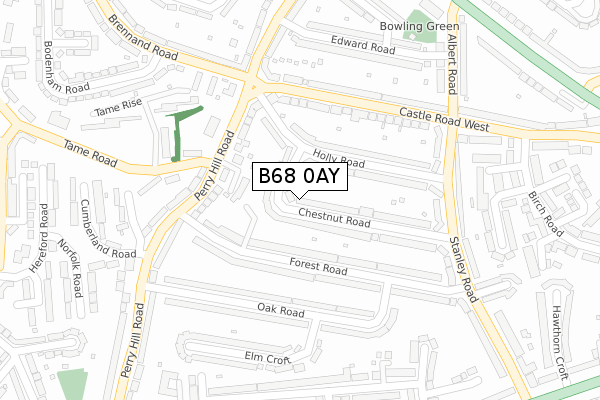 B68 0AY map - large scale - OS Open Zoomstack (Ordnance Survey)