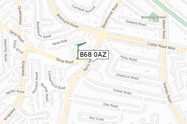 B68 0AZ map - large scale - OS Open Zoomstack (Ordnance Survey)