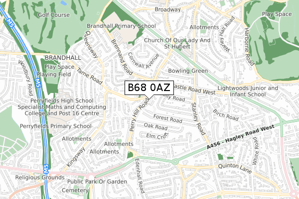 B68 0AZ map - small scale - OS Open Zoomstack (Ordnance Survey)