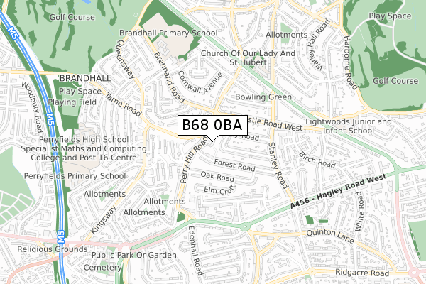 B68 0BA map - small scale - OS Open Zoomstack (Ordnance Survey)