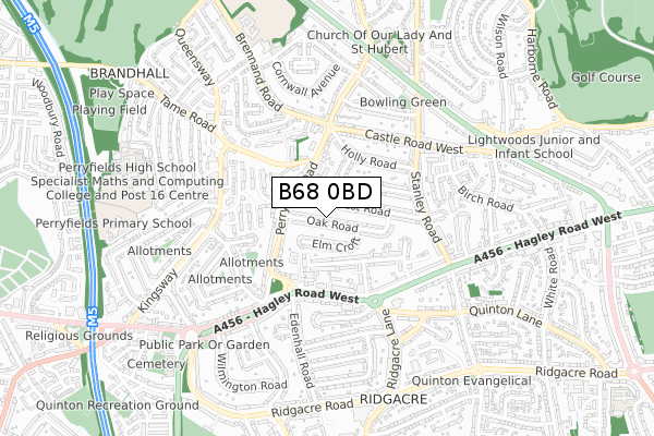 B68 0BD map - small scale - OS Open Zoomstack (Ordnance Survey)