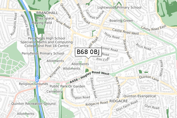 B68 0BJ map - small scale - OS Open Zoomstack (Ordnance Survey)