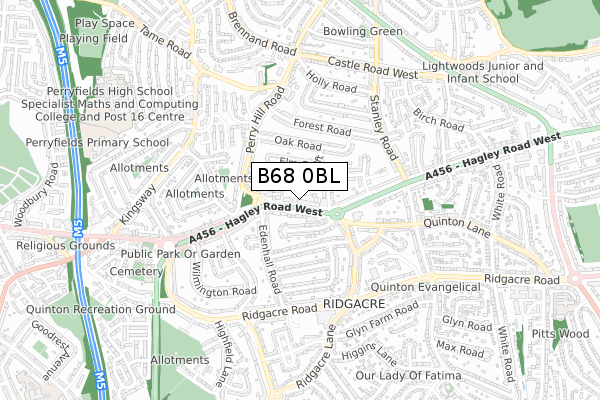 B68 0BL map - small scale - OS Open Zoomstack (Ordnance Survey)