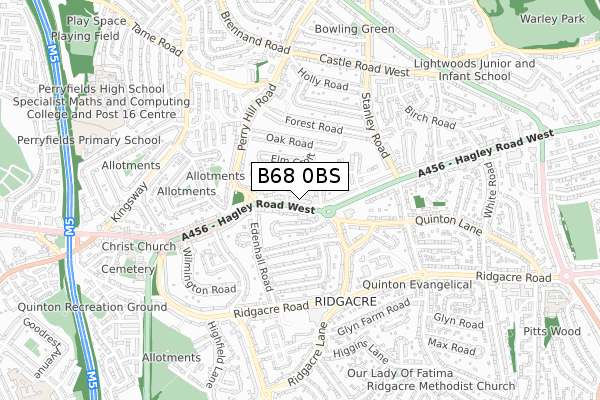 B68 0BS map - small scale - OS Open Zoomstack (Ordnance Survey)