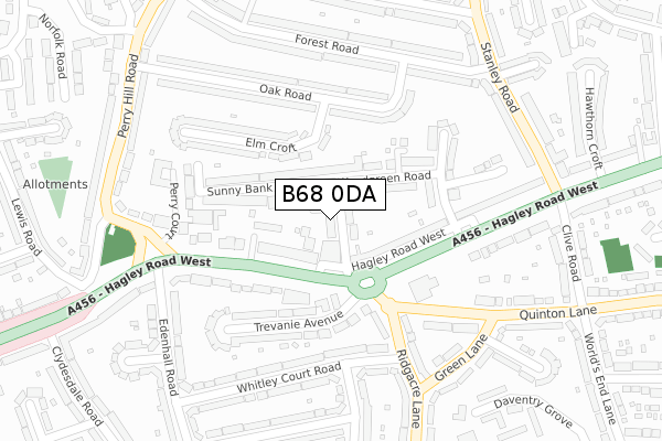 B68 0DA map - large scale - OS Open Zoomstack (Ordnance Survey)