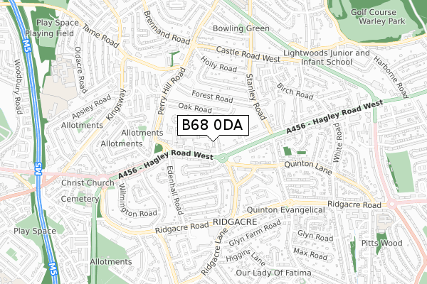 B68 0DA map - small scale - OS Open Zoomstack (Ordnance Survey)