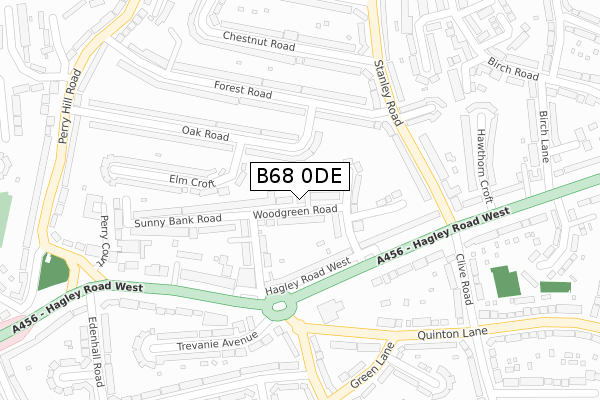 B68 0DE map - large scale - OS Open Zoomstack (Ordnance Survey)