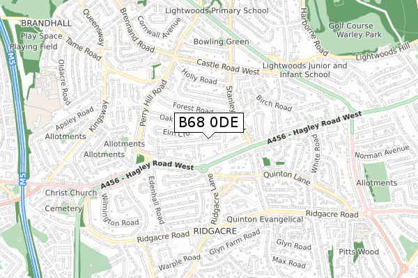 B68 0DE map - small scale - OS Open Zoomstack (Ordnance Survey)