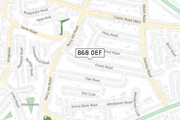 B68 0EF map - large scale - OS Open Zoomstack (Ordnance Survey)