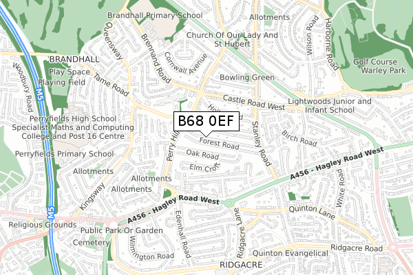 B68 0EF map - small scale - OS Open Zoomstack (Ordnance Survey)