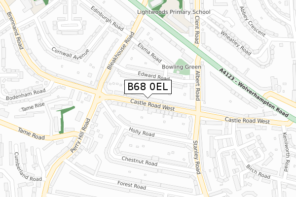 B68 0EL map - large scale - OS Open Zoomstack (Ordnance Survey)