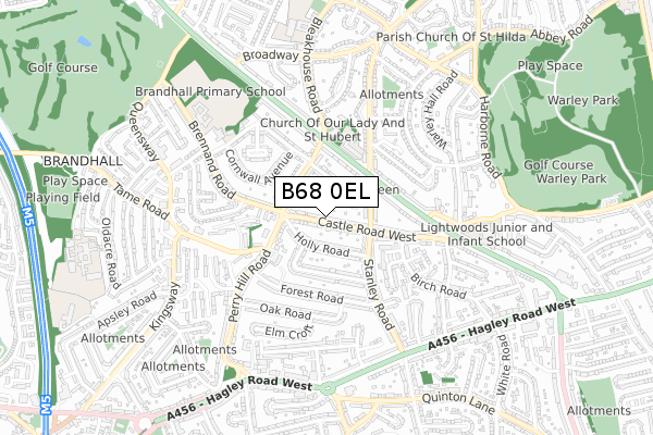 B68 0EL map - small scale - OS Open Zoomstack (Ordnance Survey)