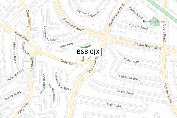 B68 0JX map - large scale - OS Open Zoomstack (Ordnance Survey)