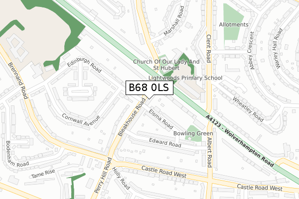 B68 0LS map - large scale - OS Open Zoomstack (Ordnance Survey)