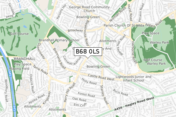 B68 0LS map - small scale - OS Open Zoomstack (Ordnance Survey)