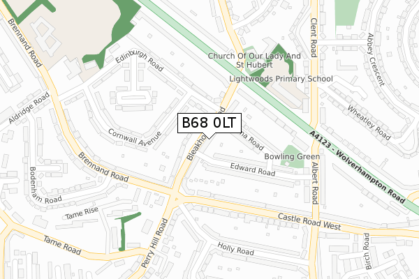 B68 0LT map - large scale - OS Open Zoomstack (Ordnance Survey)