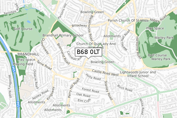 B68 0LT map - small scale - OS Open Zoomstack (Ordnance Survey)