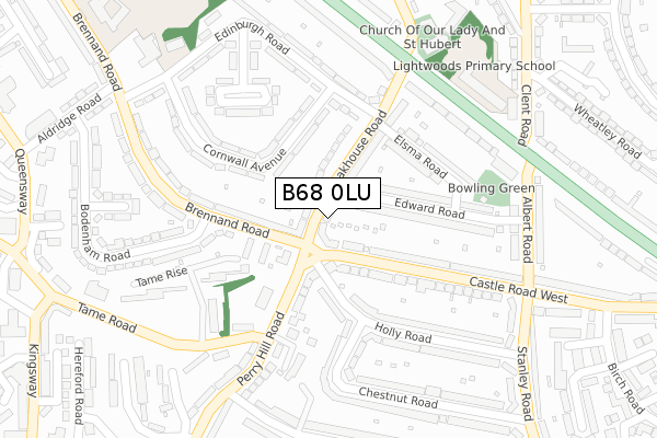 B68 0LU map - large scale - OS Open Zoomstack (Ordnance Survey)