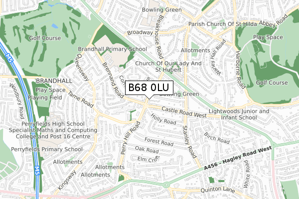 B68 0LU map - small scale - OS Open Zoomstack (Ordnance Survey)