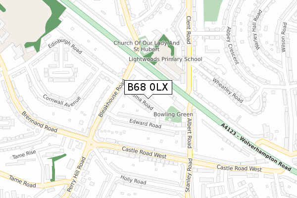 B68 0LX map - large scale - OS Open Zoomstack (Ordnance Survey)