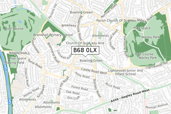 B68 0LX map - small scale - OS Open Zoomstack (Ordnance Survey)