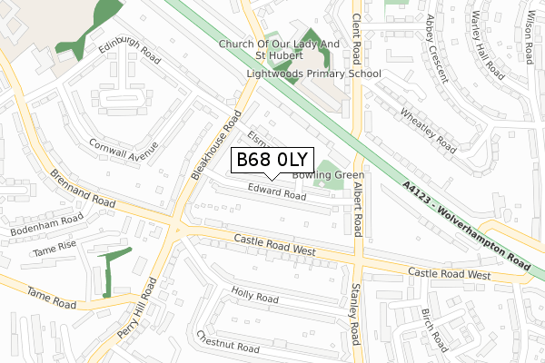 B68 0LY map - large scale - OS Open Zoomstack (Ordnance Survey)