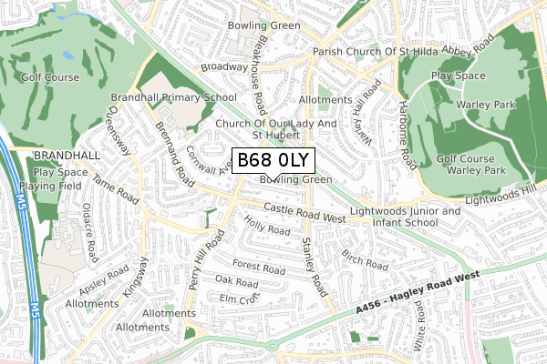 B68 0LY map - small scale - OS Open Zoomstack (Ordnance Survey)