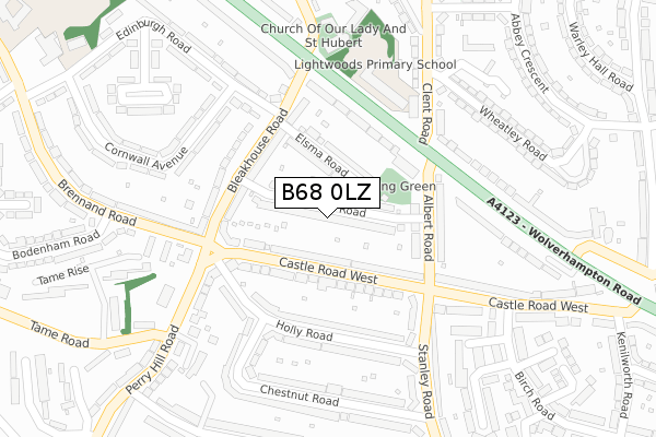 B68 0LZ map - large scale - OS Open Zoomstack (Ordnance Survey)