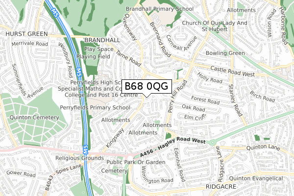 B68 0QG map - small scale - OS Open Zoomstack (Ordnance Survey)