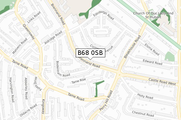 B68 0SB map - large scale - OS Open Zoomstack (Ordnance Survey)