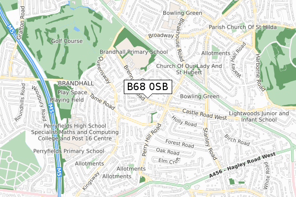 B68 0SB map - small scale - OS Open Zoomstack (Ordnance Survey)