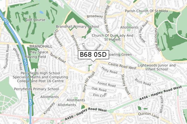 B68 0SD map - small scale - OS Open Zoomstack (Ordnance Survey)