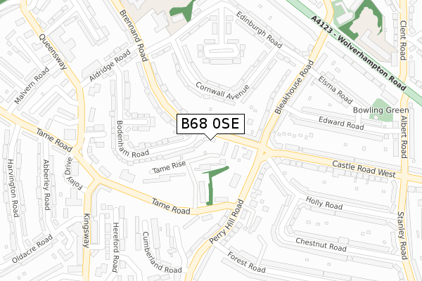 B68 0SE map - large scale - OS Open Zoomstack (Ordnance Survey)