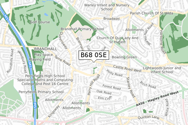 B68 0SE map - small scale - OS Open Zoomstack (Ordnance Survey)