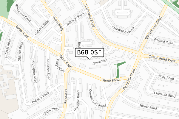 B68 0SF map - large scale - OS Open Zoomstack (Ordnance Survey)