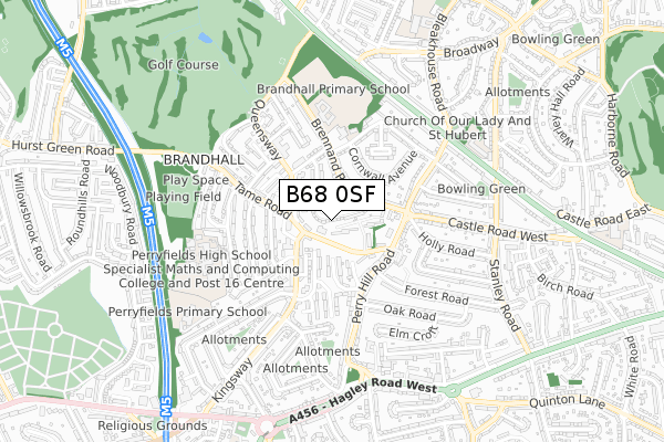 B68 0SF map - small scale - OS Open Zoomstack (Ordnance Survey)