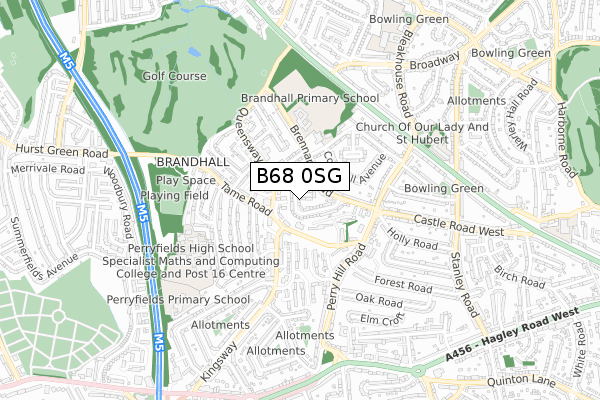 B68 0SG map - small scale - OS Open Zoomstack (Ordnance Survey)