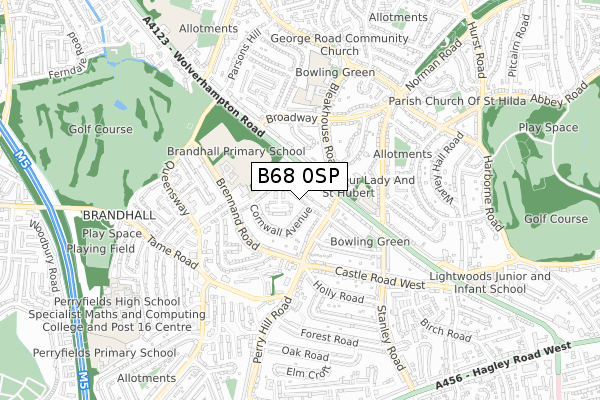 B68 0SP map - small scale - OS Open Zoomstack (Ordnance Survey)