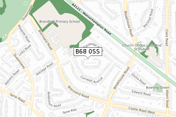 B68 0SS map - large scale - OS Open Zoomstack (Ordnance Survey)