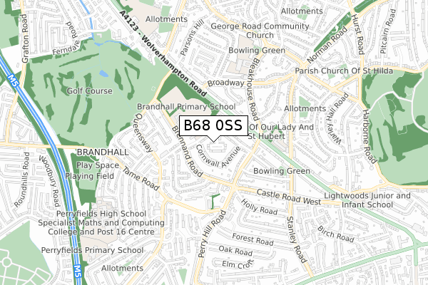 B68 0SS map - small scale - OS Open Zoomstack (Ordnance Survey)