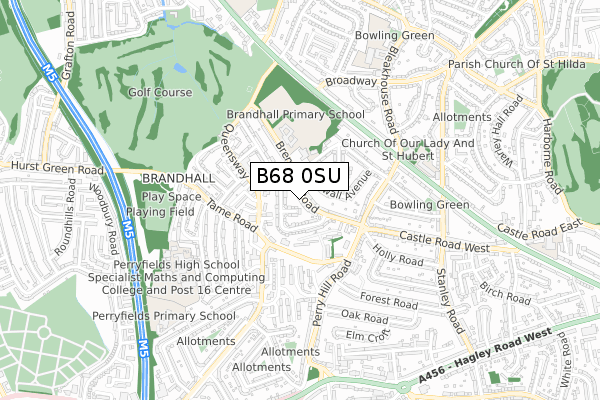 B68 0SU map - small scale - OS Open Zoomstack (Ordnance Survey)