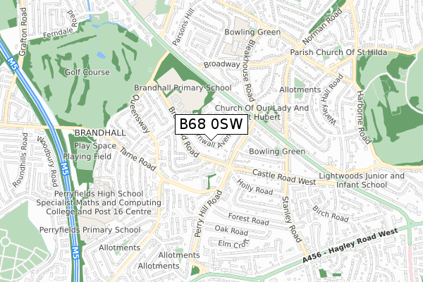 B68 0SW map - small scale - OS Open Zoomstack (Ordnance Survey)