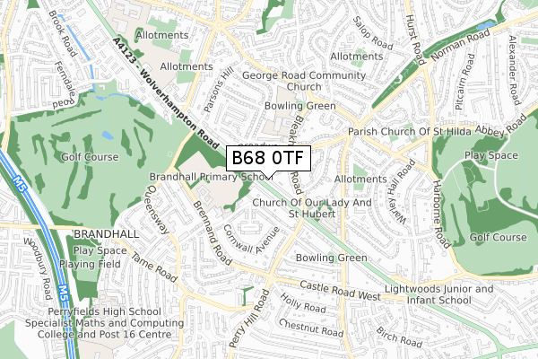 B68 0TF map - small scale - OS Open Zoomstack (Ordnance Survey)