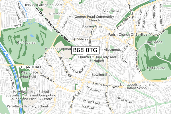 B68 0TG map - small scale - OS Open Zoomstack (Ordnance Survey)