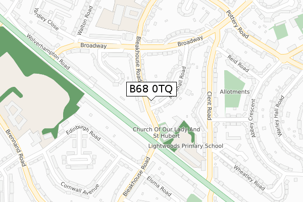 B68 0TQ map - large scale - OS Open Zoomstack (Ordnance Survey)