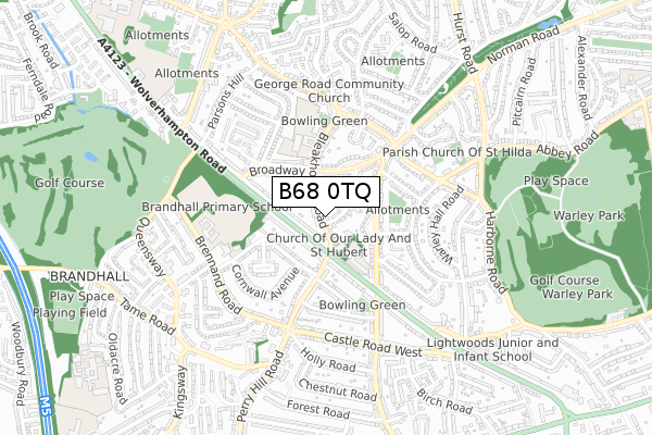 B68 0TQ map - small scale - OS Open Zoomstack (Ordnance Survey)