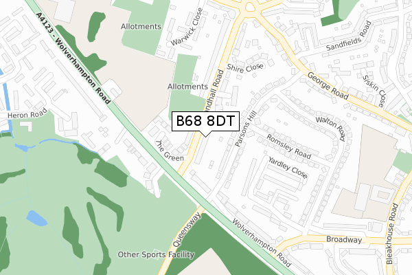 B68 8DT map - large scale - OS Open Zoomstack (Ordnance Survey)