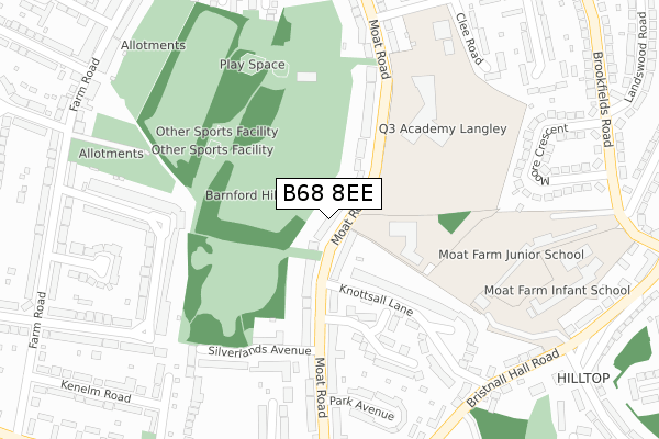 B68 8EE map - large scale - OS Open Zoomstack (Ordnance Survey)