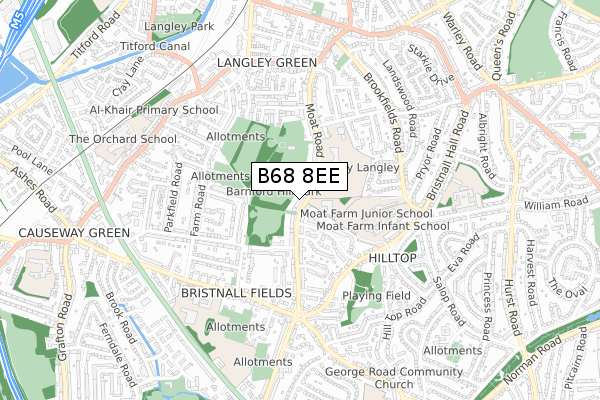 B68 8EE map - small scale - OS Open Zoomstack (Ordnance Survey)