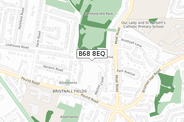 B68 8EQ map - large scale - OS Open Zoomstack (Ordnance Survey)